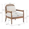 Christopher Knight Home Nadine Modern Club Chair Set of 2 with Cushion, Wooden Living Room Accent Chair with Rattan Open Back, Bedroom Comfy Reading Chair, Beige+Light Brown(Beige+light Brown)