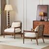 Christopher Knight Home Nadine Modern Club Chair Set of 2 with Cushion, Wooden Living Room Accent Chair with Rattan Open Back, Bedroom Comfy Reading Chair, Beige+Light Brown(Beige+light Brown)
