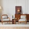 Christopher Knight Home Nadine Modern Club Chair Set of 2 with Cushion, Wooden Living Room Accent Chair with Rattan Open Back, Bedroom Comfy Reading Chair, Beige+Light Brown(Gray+teak)