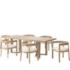 Christopher Knight Home Mizqa 7 Piece Wooden Dining Table Set for 6, 95 Inch Large Dining Table with 6 Chairs, Kitchen Table Chairs Set of 6, Upholstered Chair with Curved Back, Beige + Walnut(Beige + Natural Ash)