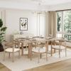 Christopher Knight Home Mizqa 7 Piece Wooden Dining Table Set for 6, 95 Inch Large Dining Table with 6 Chairs, Kitchen Table Chairs Set of 6, Upholstered Chair with Curved Back, Beige + Walnut(Beige + Natural Ash)