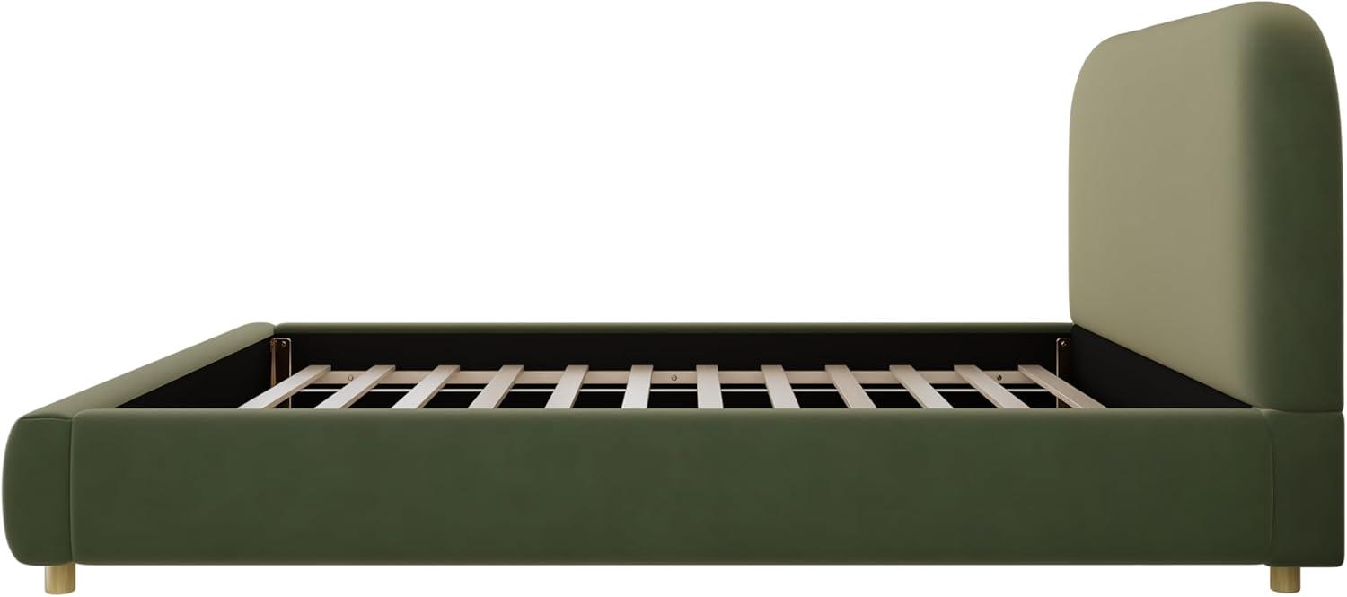image:imageChristopher Knight Home Hazel Queen Size Platform Bed Velvet Fabric Headboard and Bed Frame Upholstered CurveShaped Queen Headboard Wooden Slats Panel Support Easy Assembly Olive GreenOlive Green Velvet