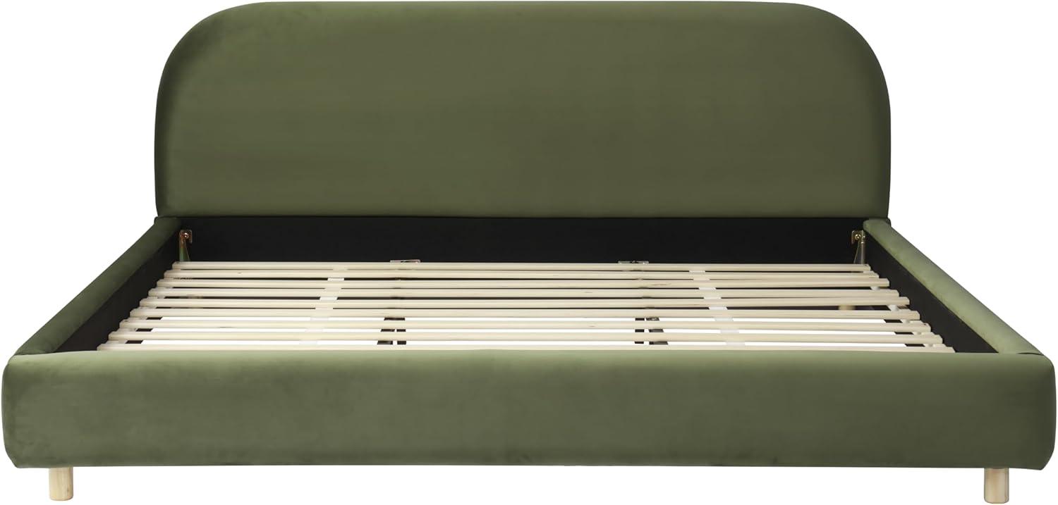 image:imageChristopher Knight Home Hazel Queen Size Platform Bed Velvet Fabric Headboard and Bed Frame Upholstered CurveShaped Queen Headboard Wooden Slats Panel Support Easy Assembly Olive GreenOlive Green Velvet