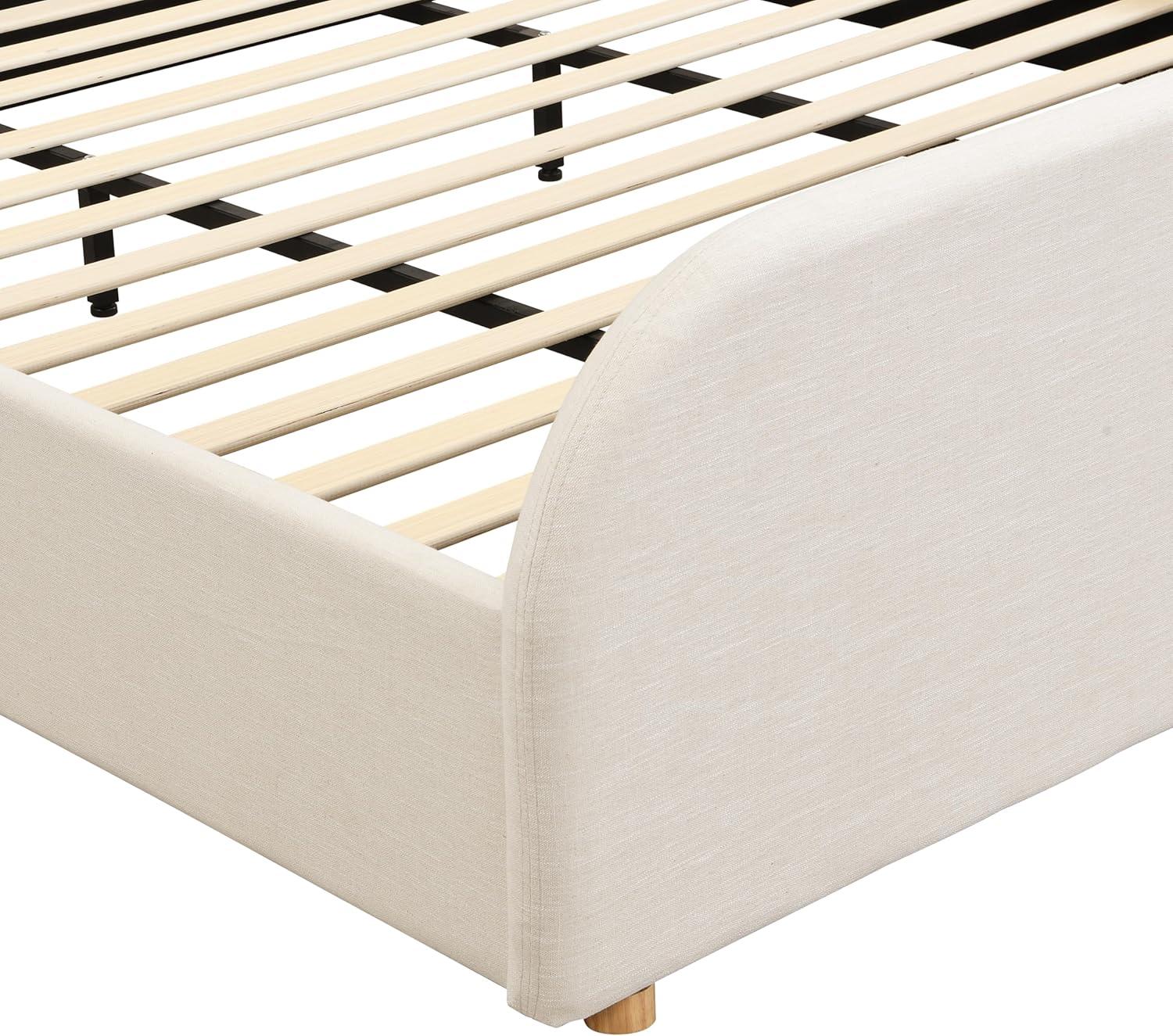 image:imageChristopher Knight Home Lanet Linen Upholstered King Size Bed Frame with Headboard Modern King Bed Frame and Headboard Wooden Slats Support Easy Assembly No Box Spring Needed BeigeTwin US Standard