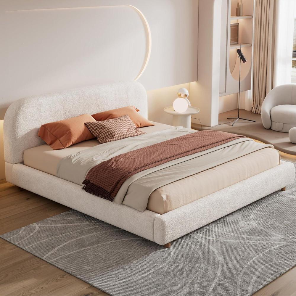 image:imageChristopher Knight Home Hazel Queen Size Platform Bed Velvet Fabric Headboard and Bed Frame Upholstered CurveShaped Queen Headboard Wooden Slats Panel Support Easy Assembly Olive GreenWhite
