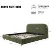 Christopher Knight Home Hazel Queen Size Platform Bed, Velvet Fabric Headboard and Bed Frame, Upholstered Curve-Shaped Queen Headboard, Wooden Slats Panel Support, Easy Assembly, Olive Green(Olive Green Velvet)