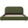 Christopher Knight Home Hazel Queen Size Platform Bed, Velvet Fabric Headboard and Bed Frame, Upholstered Curve-Shaped Queen Headboard, Wooden Slats Panel Support, Easy Assembly, Olive Green(Olive Green Velvet)