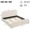 Christopher Knight Home Lanet Linen Upholstered King Size Bed Frame with Headboard, Modern King Bed Frame and Headboard, Wooden Slats Support, Easy Assembly, No Box Spring Needed, Beige(King (U.S. Standard))