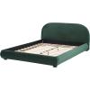 Christopher Knight Home Umti Queen Bed Frame with Headboard, Boucle Fabric Upholstered Queen Size Bed Frame, Curve-Shaped Design Headboards, Modern Design Bed Set, Easy Assembly, Heavy Duty, Cream(Dark Green/Velvet)