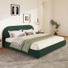 Christopher Knight Home Umti Queen Bed Frame with Headboard, Boucle Fabric Upholstered Queen Size Bed Frame, Curve-Shaped Design Headboards, Modern Design Bed Set, Easy Assembly, Heavy Duty, Cream(Dark Green/Velvet)