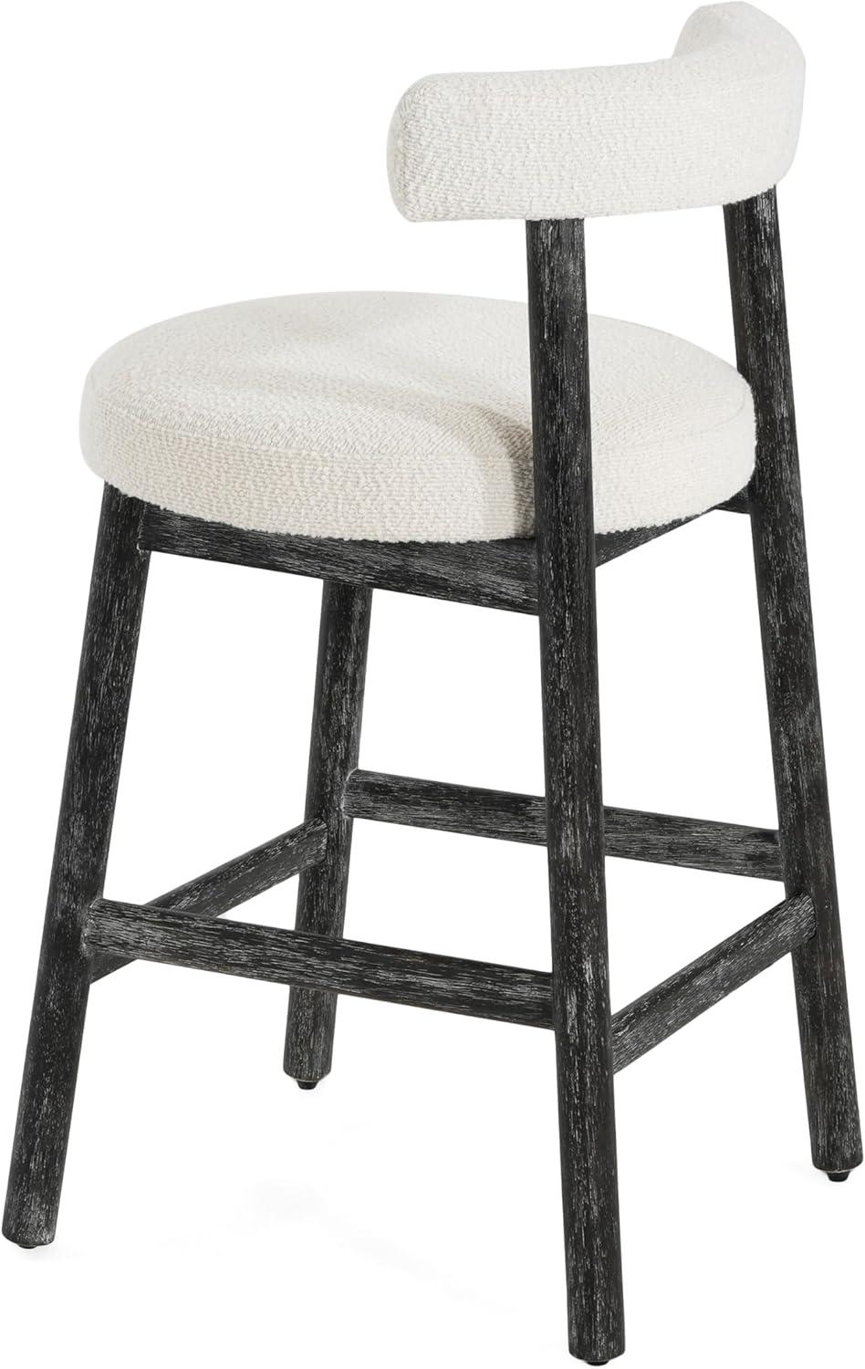 image:imageChristopher Knight Home Annes Counter Height Bar Stools Set of 2 Boucle Fabric Round Bar Stool for Kitchen Island Wooden Dining Room Chair Counter Stool with Footrest BlackMilky WhiteBlackmilky White