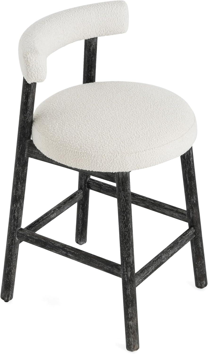 image:imageChristopher Knight Home Annes Counter Height Bar Stools Set of 2 Boucle Fabric Round Bar Stool for Kitchen Island Wooden Dining Room Chair Counter Stool with Footrest BlackMilky WhiteBlackmilky White