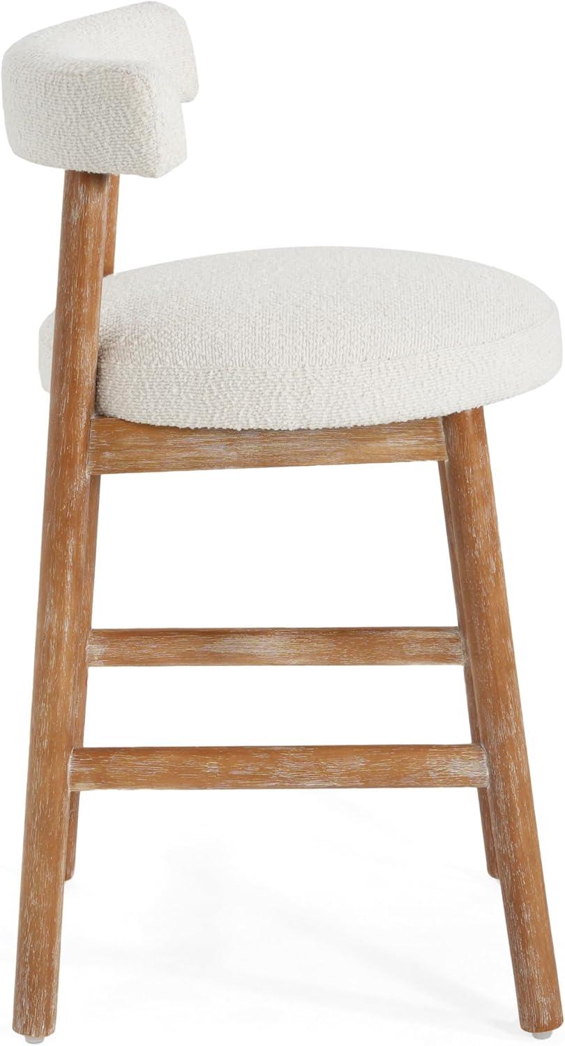 image:imageChristopher Knight Home Annes Counter Height Bar Stools Set of 2 Boucle Fabric Round Bar Stool for Kitchen Island Wooden Dining Room Chair Counter Stool with Footrest BlackMilky WhiteNaturalmilky White