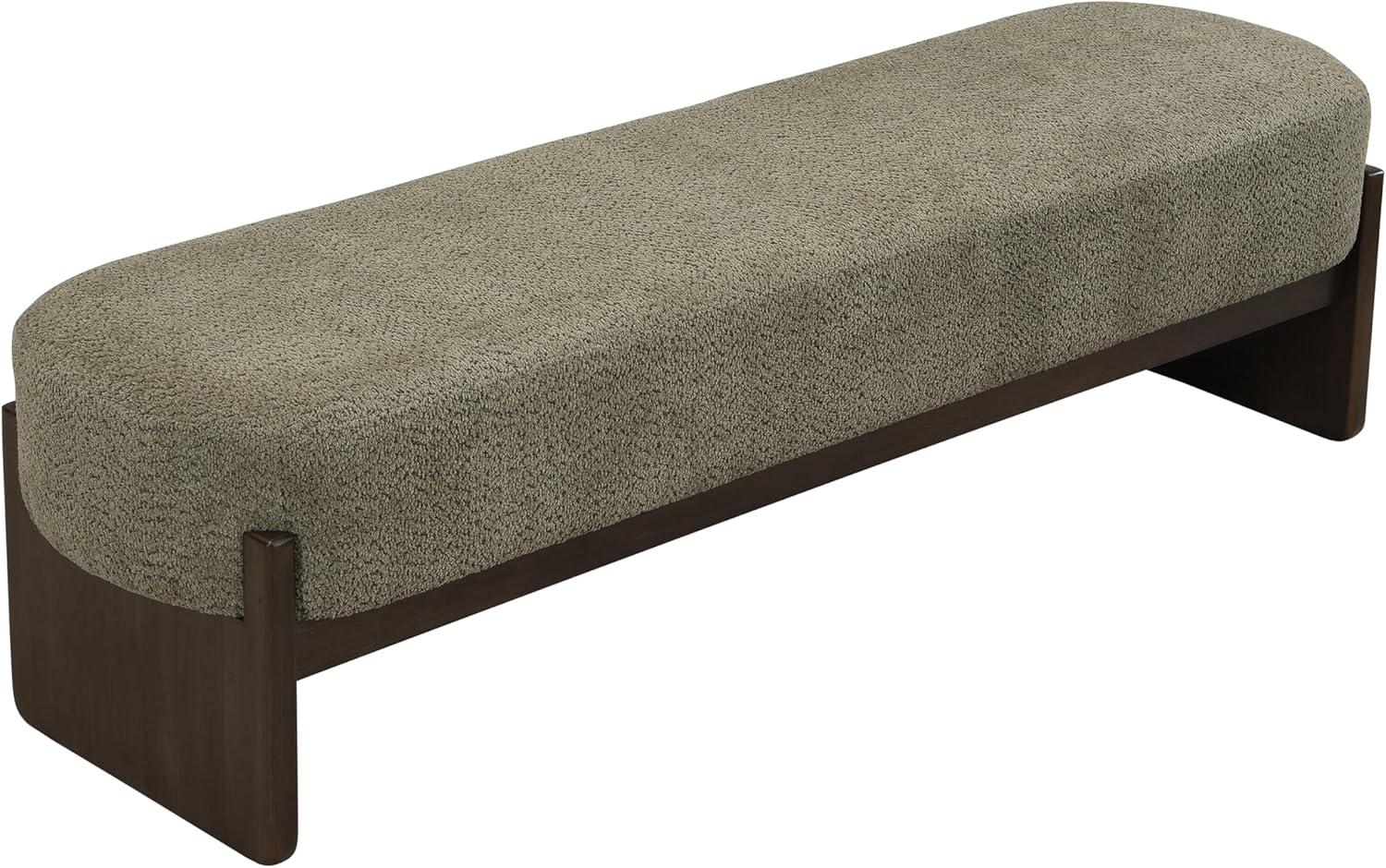 image:imageChristopher Knight Home Arden Minimalist Loop Yarn Fabric Dining Bench Wooden Entryway Ottoman Bench Modern Living Room Sofa Ottoman Footrest Bedroom End of Bed Bench Dark GreenBrownDark Greenbrown
