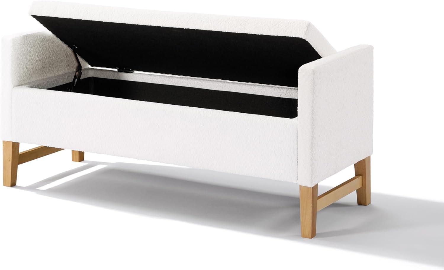 image:imageChristopher Knight Home Namo Boucle Upholstered Ottoman with Storage Wooden Storage Ottoman Bench with Pillows Long Entryway Ottoman Foot Rest Bedroom End of Bed Foot Stools Ottoman NaturalIvory