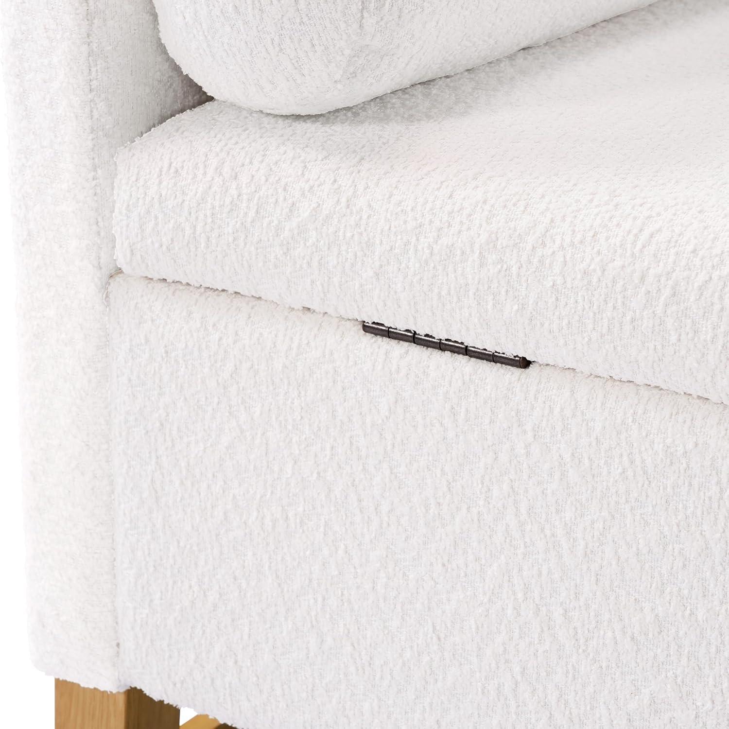 image:imageChristopher Knight Home Namo Boucle Upholstered Ottoman with Storage Wooden Storage Ottoman Bench with Pillows Long Entryway Ottoman Foot Rest Bedroom End of Bed Foot Stools Ottoman NaturalIvory