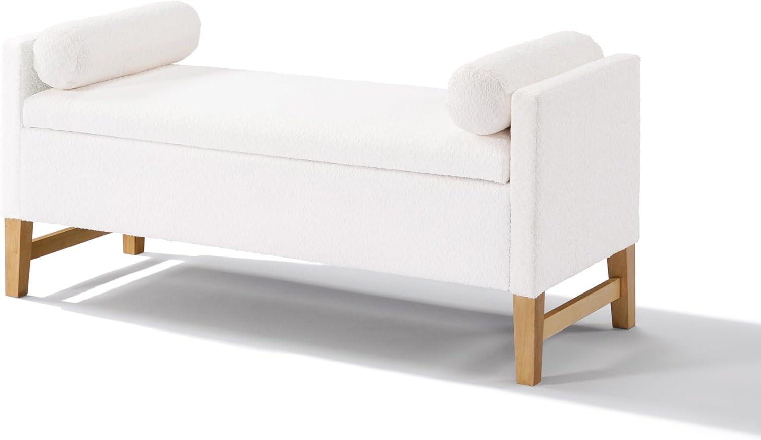 image:imageChristopher Knight Home Namo Boucle Upholstered Ottoman with Storage Wooden Storage Ottoman Bench with Pillows Long Entryway Ottoman Foot Rest Bedroom End of Bed Foot Stools Ottoman NaturalIvory