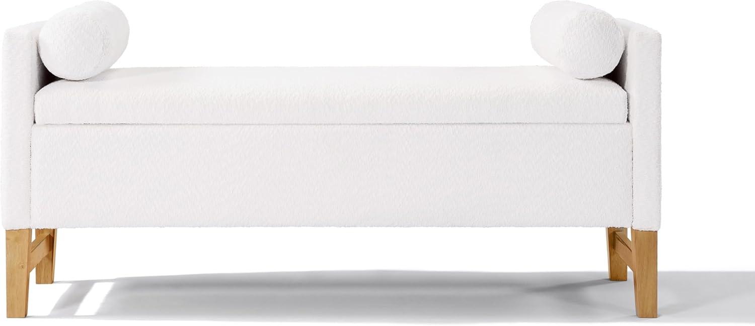 image:imageChristopher Knight Home Namo Boucle Upholstered Ottoman with Storage Wooden Storage Ottoman Bench with Pillows Long Entryway Ottoman Foot Rest Bedroom End of Bed Foot Stools Ottoman NaturalIvory