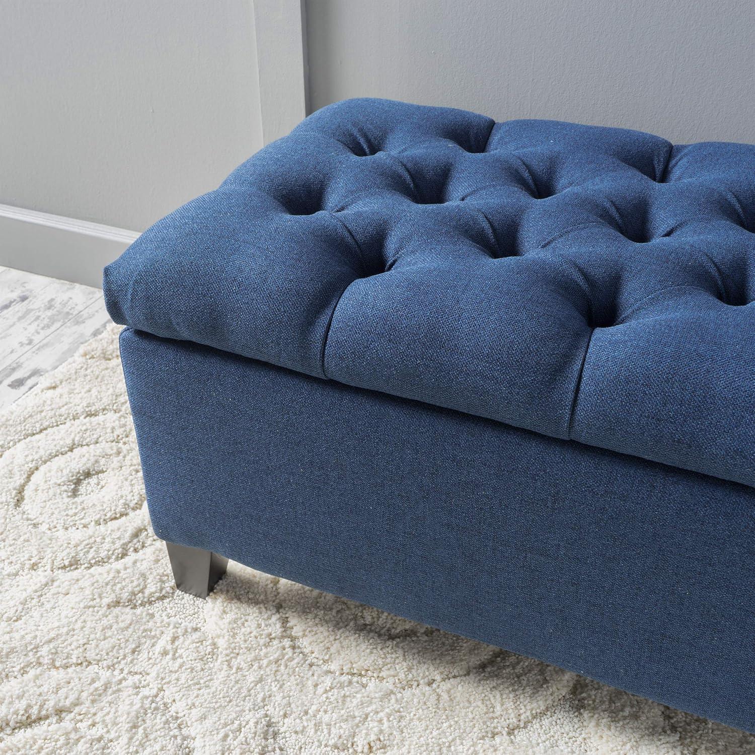 image:imageChristopher Knight Home Ottilie PU Leather Storage Ottoman Bench Wooden Rectangular Ottoman with Storage Bedroom End of Bed Foot Stool Entryway Ottoman Footrest Living Room Extra Seat BrownNavy Blue