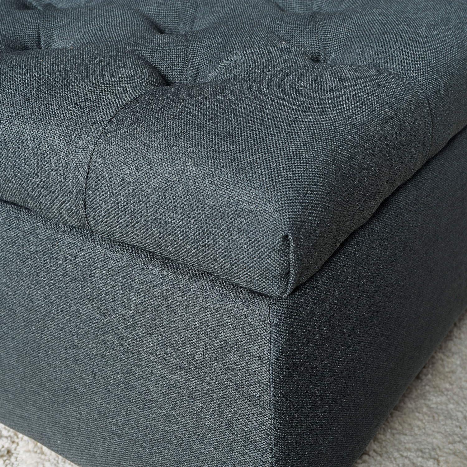 image:imageChristopher Knight Home Ottilie PU Leather Storage Ottoman Bench Wooden Rectangular Ottoman with Storage Bedroom End of Bed Foot Stool Entryway Ottoman Footrest Living Room Extra Seat BrownDark Grey fabric