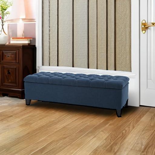 image:imageChristopher Knight Home Ottilie PU Leather Storage Ottoman Bench Wooden Rectangular Ottoman with Storage Bedroom End of Bed Foot Stool Entryway Ottoman Footrest Living Room Extra Seat BrownNavy Blue