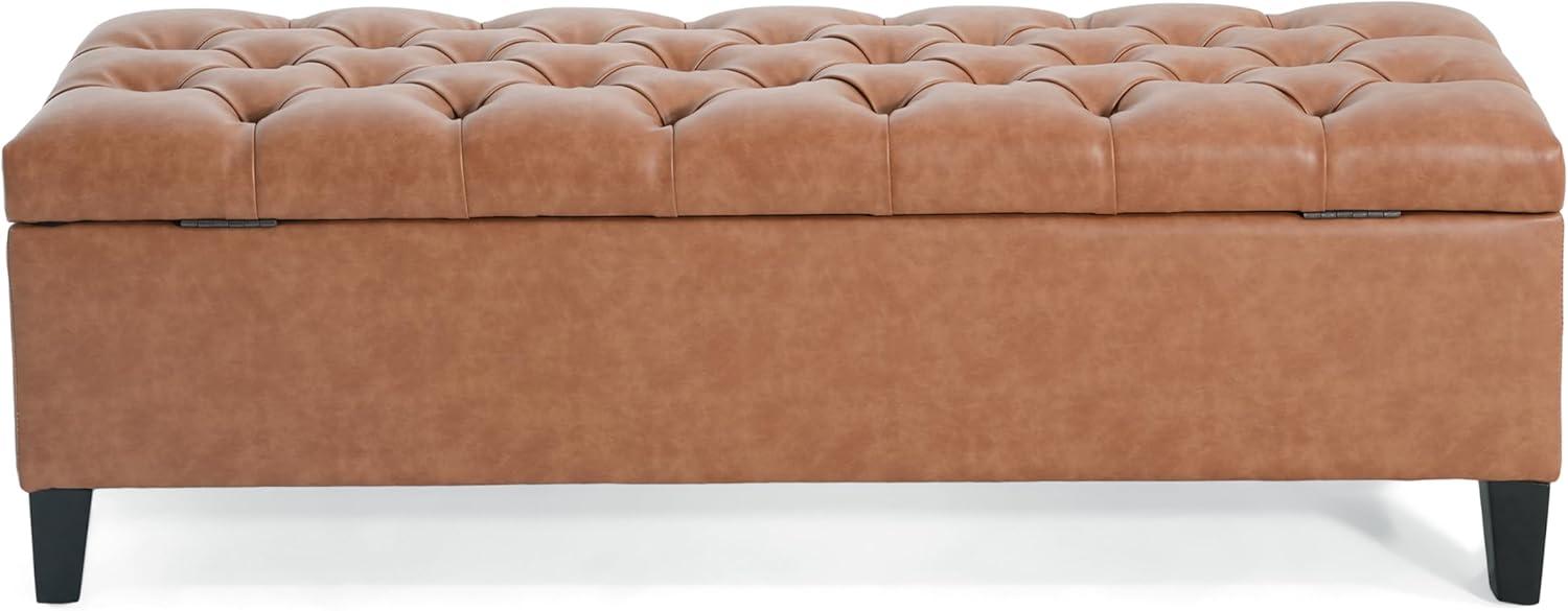 image:imageChristopher Knight Home Ottilie PU Leather Storage Ottoman Bench Wooden Rectangular Ottoman with Storage Bedroom End of Bed Foot Stool Entryway Ottoman Footrest Living Room Extra Seat BrownBrown