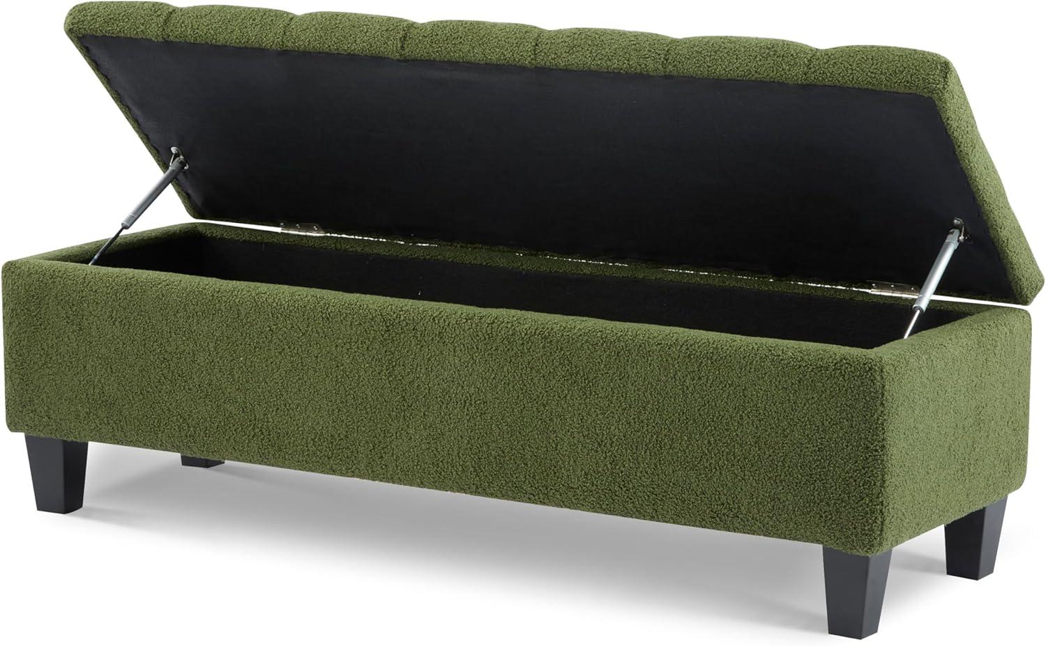 image:imageChristopher Knight Home Ottilie PU Leather Storage Ottoman Bench Wooden Rectangular Ottoman with Storage Bedroom End of Bed Foot Stool Entryway Ottoman Footrest Living Room Extra Seat BrownGreen