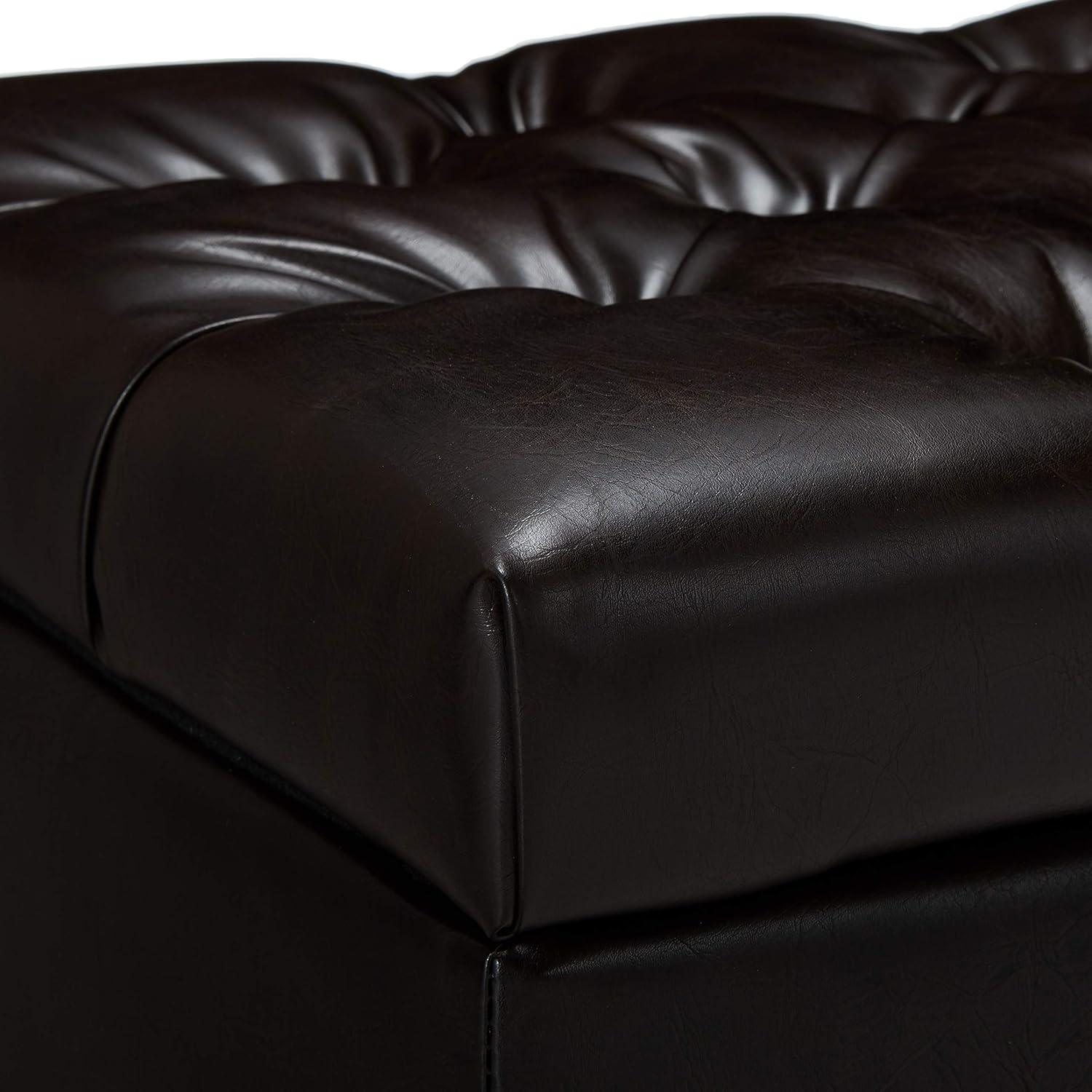 image:imageChristopher Knight Home Ottilie PU Leather Storage Ottoman Bench Wooden Rectangular Ottoman with Storage Bedroom End of Bed Foot Stool Entryway Ottoman Footrest Living Room Extra Seat BrownDark Brown pu