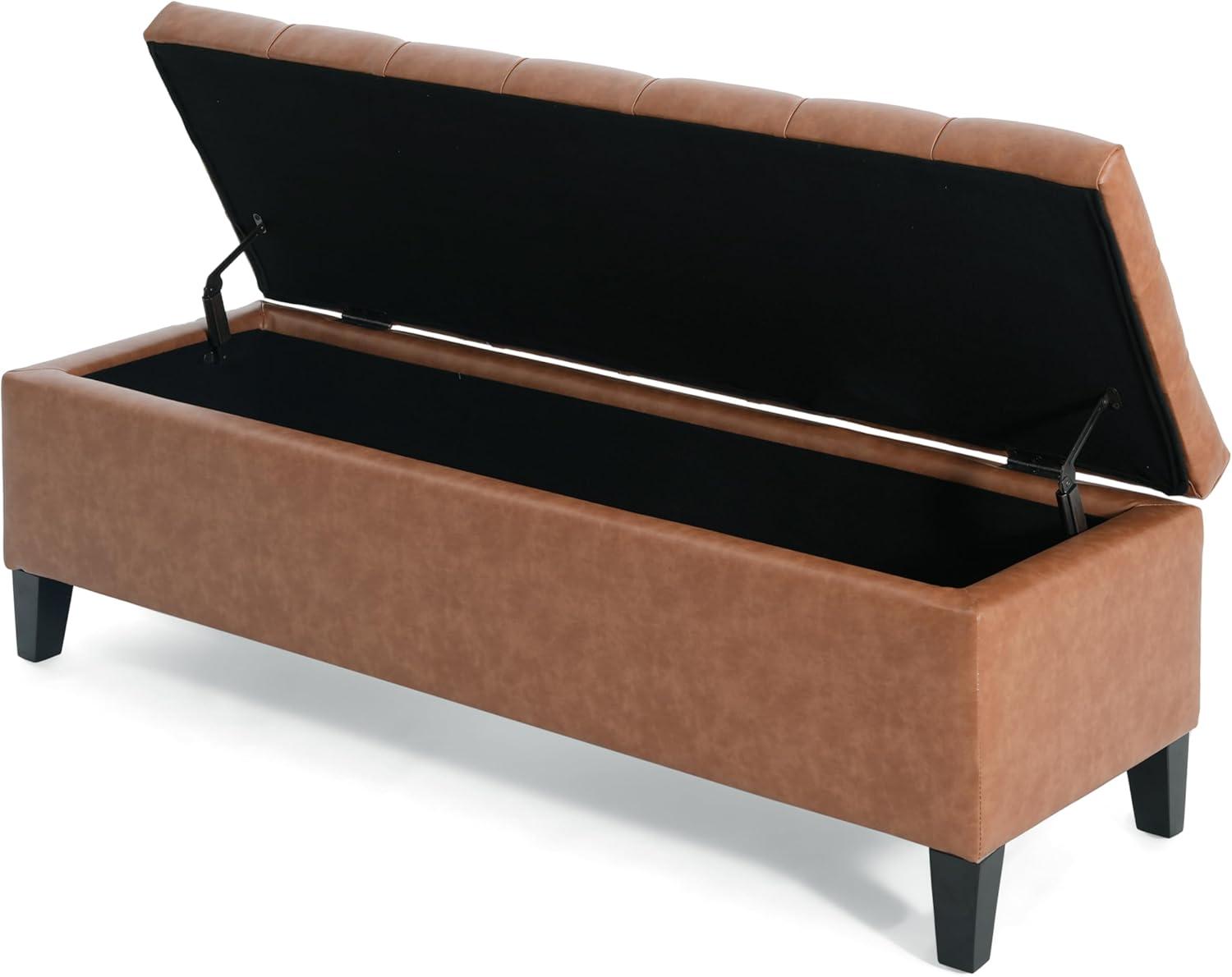 image:imageChristopher Knight Home Ottilie PU Leather Storage Ottoman Bench Wooden Rectangular Ottoman with Storage Bedroom End of Bed Foot Stool Entryway Ottoman Footrest Living Room Extra Seat BrownBrown