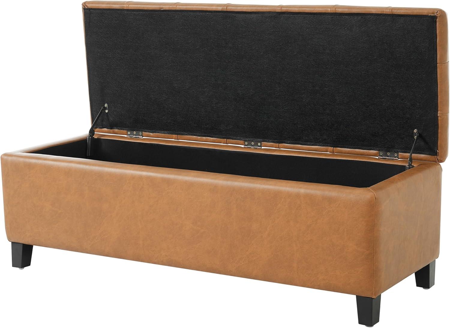 image:imageChristopher Knight Home Ottilie PU Leather Storage Ottoman Bench Wooden Rectangular Ottoman with Storage Bedroom End of Bed Foot Stool Entryway Ottoman Footrest Living Room Extra Seat BrownBrownPu