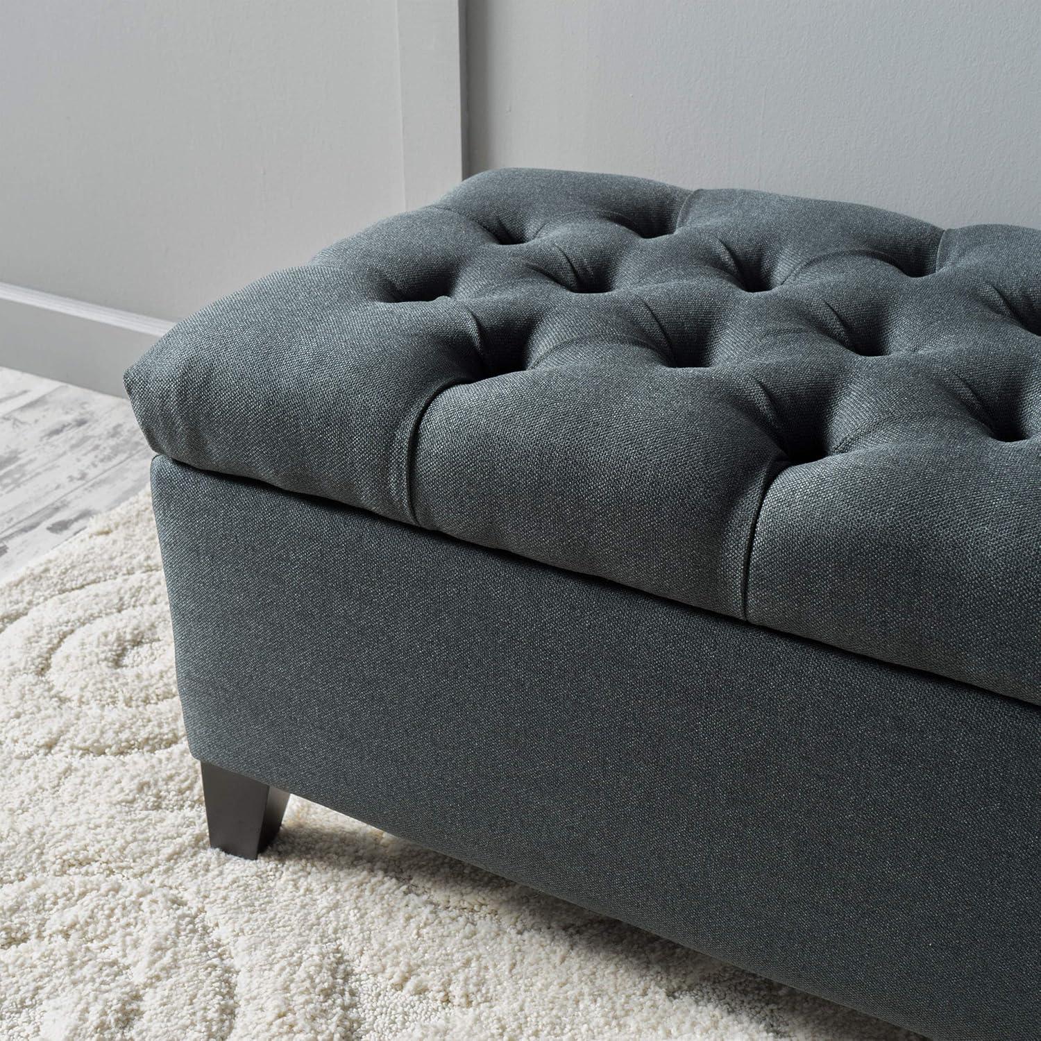 image:imageChristopher Knight Home Ottilie PU Leather Storage Ottoman Bench Wooden Rectangular Ottoman with Storage Bedroom End of Bed Foot Stool Entryway Ottoman Footrest Living Room Extra Seat BrownDark Grey fabric