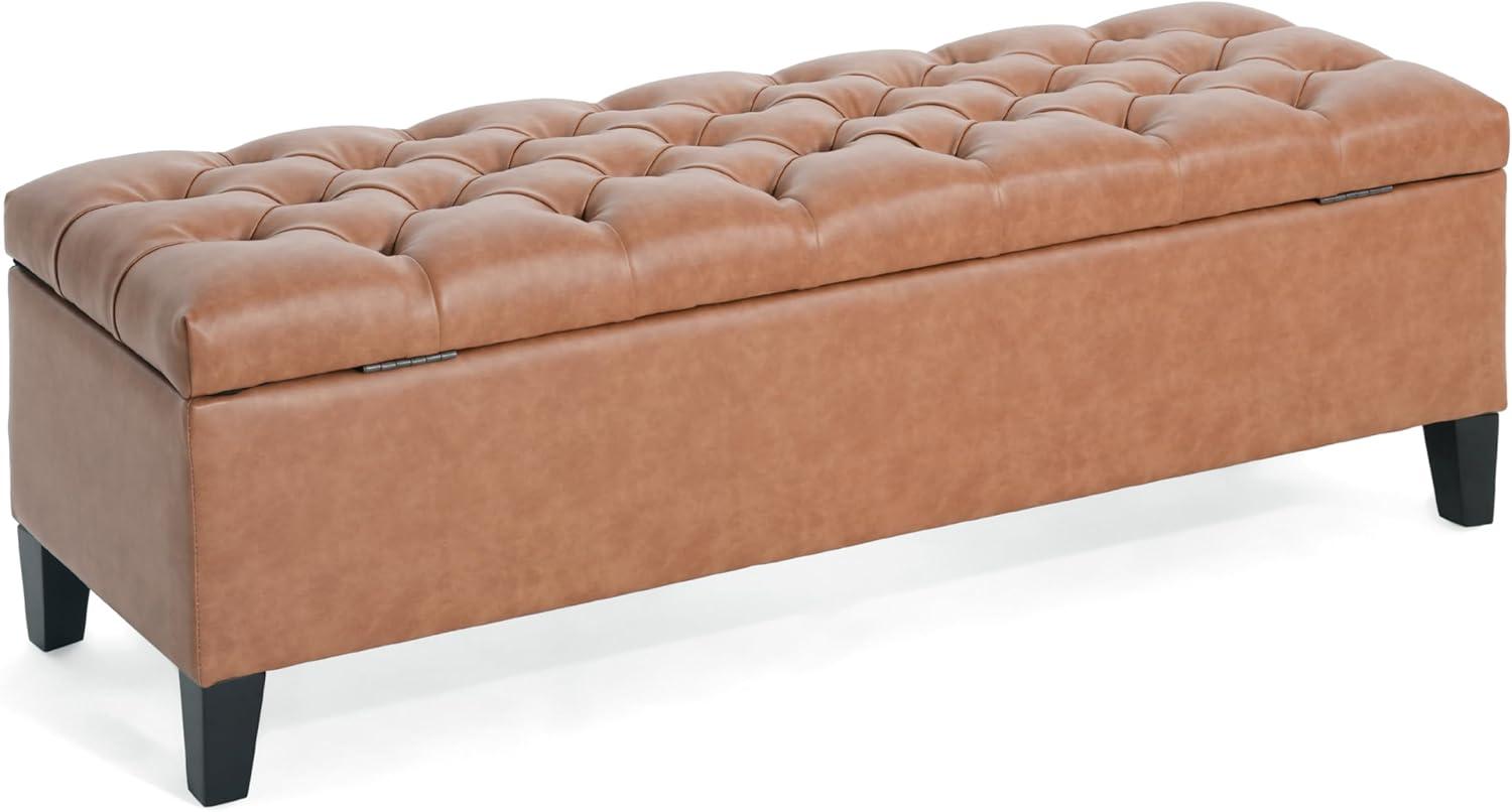 image:imageChristopher Knight Home Ottilie PU Leather Storage Ottoman Bench Wooden Rectangular Ottoman with Storage Bedroom End of Bed Foot Stool Entryway Ottoman Footrest Living Room Extra Seat BrownBrown