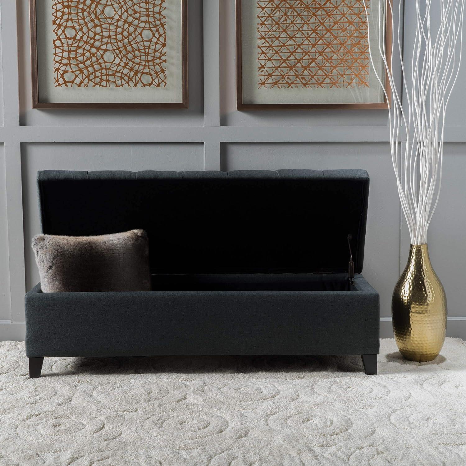 image:imageChristopher Knight Home Ottilie PU Leather Storage Ottoman Bench Wooden Rectangular Ottoman with Storage Bedroom End of Bed Foot Stool Entryway Ottoman Footrest Living Room Extra Seat BrownDark Grey fabric