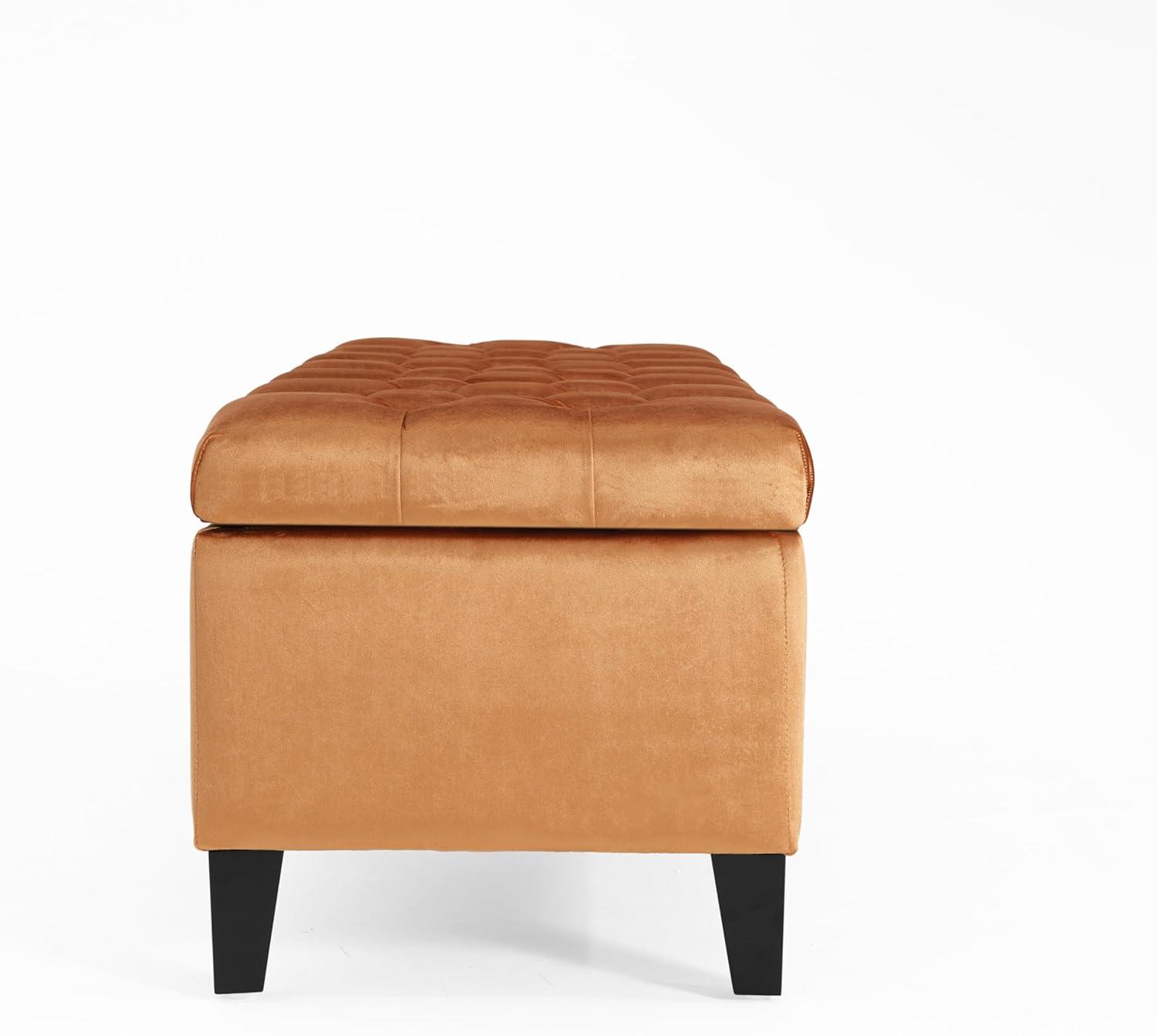 image:imageChristopher Knight Home Ottilie PU Leather Storage Ottoman Bench Wooden Rectangular Ottoman with Storage Bedroom End of Bed Foot Stool Entryway Ottoman Footrest Living Room Extra Seat BrownOrange