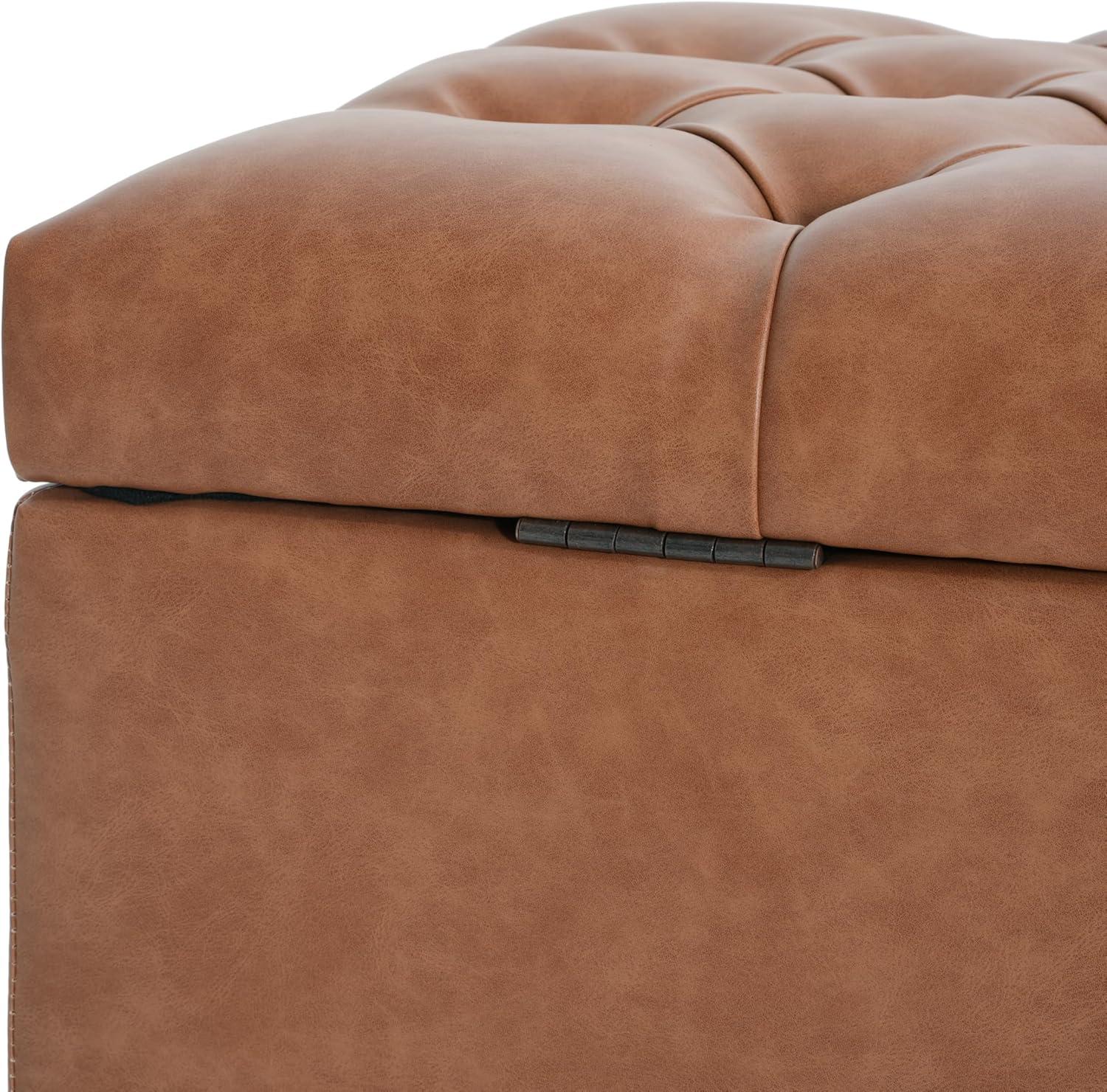 image:imageChristopher Knight Home Ottilie PU Leather Storage Ottoman Bench Wooden Rectangular Ottoman with Storage Bedroom End of Bed Foot Stool Entryway Ottoman Footrest Living Room Extra Seat BrownBrown