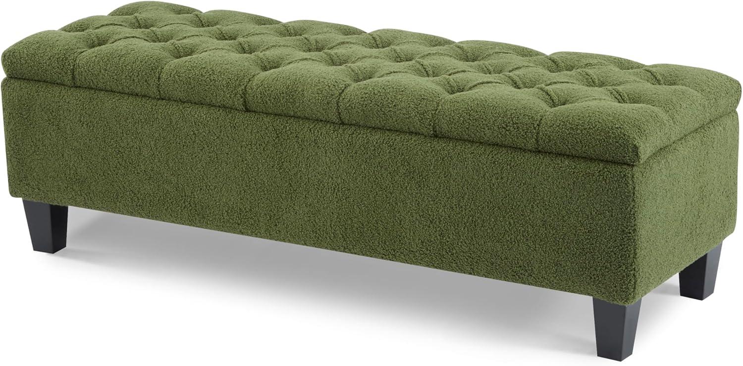 image:imageChristopher Knight Home Ottilie PU Leather Storage Ottoman Bench Wooden Rectangular Ottoman with Storage Bedroom End of Bed Foot Stool Entryway Ottoman Footrest Living Room Extra Seat BrownGreen