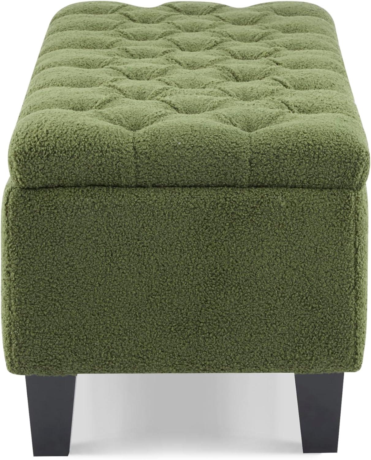 image:imageChristopher Knight Home Ottilie PU Leather Storage Ottoman Bench Wooden Rectangular Ottoman with Storage Bedroom End of Bed Foot Stool Entryway Ottoman Footrest Living Room Extra Seat BrownGreen