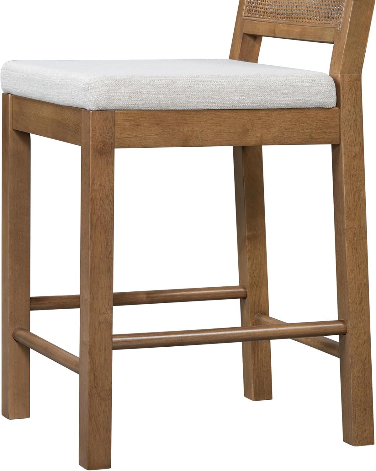image:imageChristopher Knight Home Sona Modern Counter Stool Set of 2 Kitchen Counter Height Bar Stool Cocktail Stool with Rattan Woven Backrest Fabric Upholstered Barstools for Home Bar Table Brown GrayBrown Gray