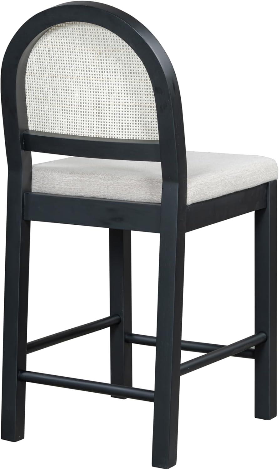 image:imageChristopher Knight Home Sona Modern Counter Stool Set of 2 Kitchen Counter Height Bar Stool Cocktail Stool with Rattan Woven Backrest Fabric Upholstered Barstools for Home Bar Table Brown GrayBlack Gray