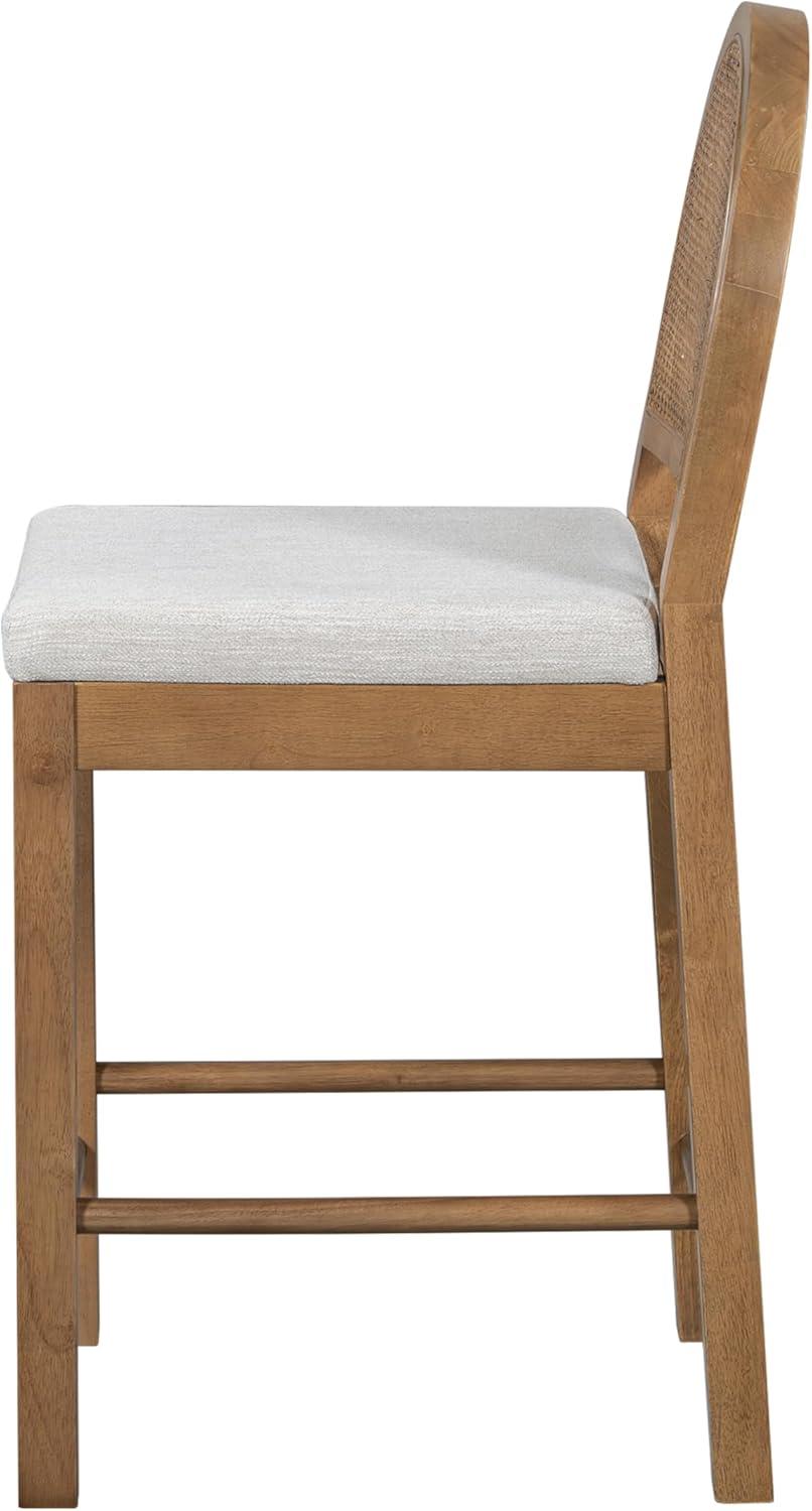 image:imageChristopher Knight Home Sona Modern Counter Stool Set of 2 Kitchen Counter Height Bar Stool Cocktail Stool with Rattan Woven Backrest Fabric Upholstered Barstools for Home Bar Table Brown GrayBrown Gray