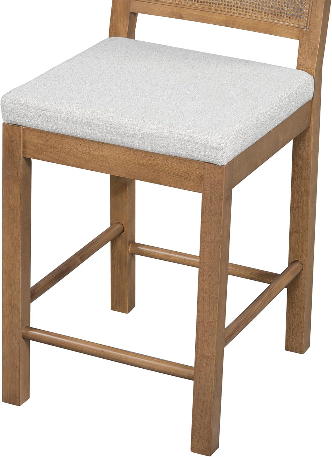 image:imageChristopher Knight Home Sona Modern Counter Stool Set of 2 Kitchen Counter Height Bar Stool Cocktail Stool with Rattan Woven Backrest Fabric Upholstered Barstools for Home Bar Table Brown GrayBrown Gray