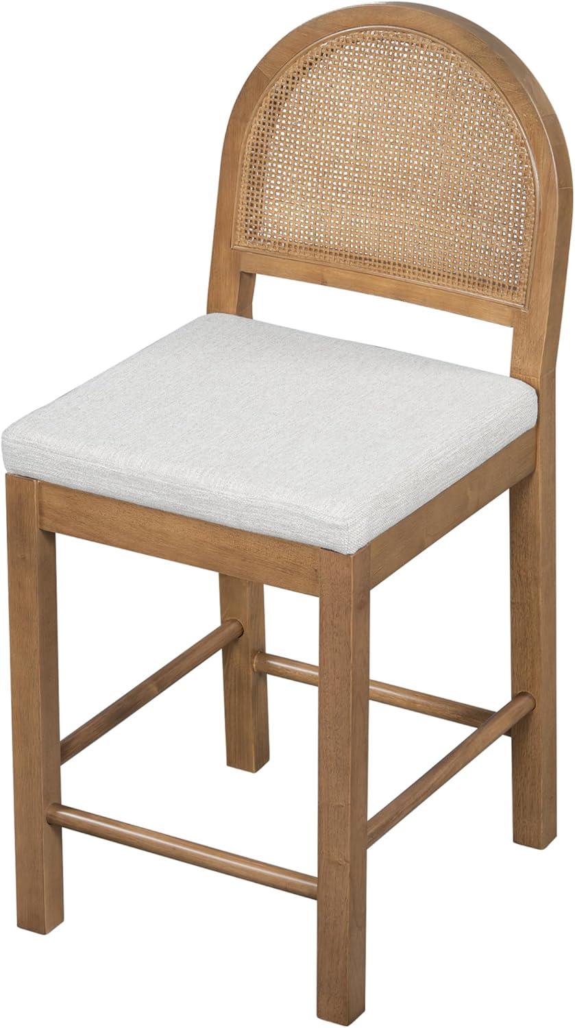 image:imageChristopher Knight Home Sona Modern Counter Stool Set of 2 Kitchen Counter Height Bar Stool Cocktail Stool with Rattan Woven Backrest Fabric Upholstered Barstools for Home Bar Table Brown GrayBrown Gray