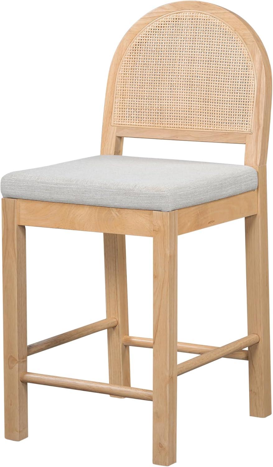 image:imageChristopher Knight Home Sona Modern Counter Stool Set of 2 Kitchen Counter Height Bar Stool Cocktail Stool with Rattan Woven Backrest Fabric Upholstered Barstools for Home Bar Table Brown GrayNatural Gray