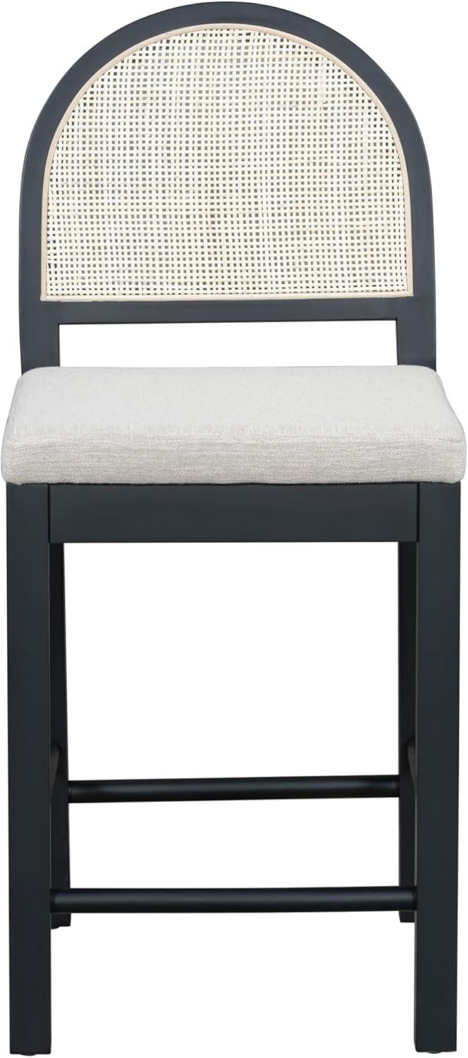 image:imageChristopher Knight Home Sona Modern Counter Stool Set of 2 Kitchen Counter Height Bar Stool Cocktail Stool with Rattan Woven Backrest Fabric Upholstered Barstools for Home Bar Table Brown GrayBlack Gray