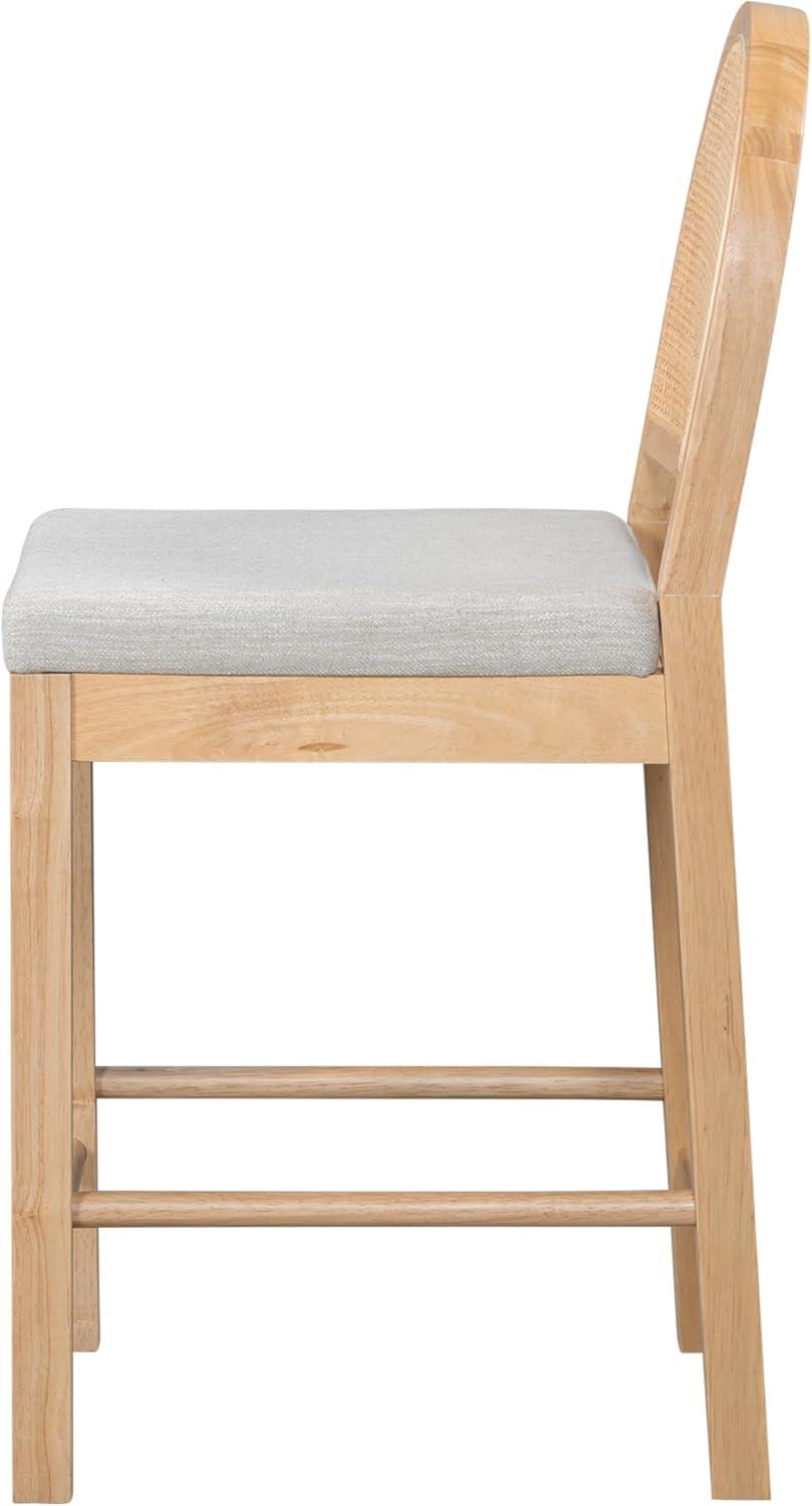 image:imageChristopher Knight Home Sona Modern Counter Stool Set of 2 Kitchen Counter Height Bar Stool Cocktail Stool with Rattan Woven Backrest Fabric Upholstered Barstools for Home Bar Table Brown GrayNatural Gray