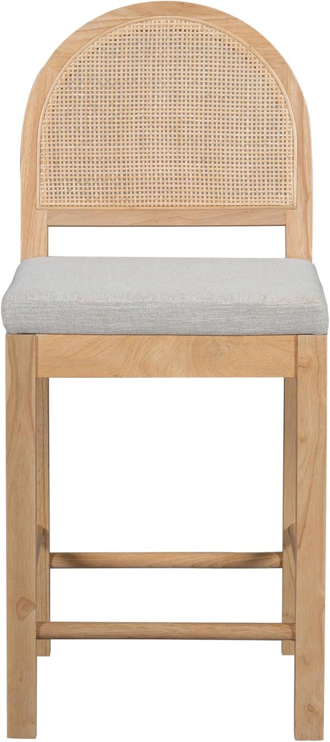 image:imageChristopher Knight Home Sona Modern Counter Stool Set of 2 Kitchen Counter Height Bar Stool Cocktail Stool with Rattan Woven Backrest Fabric Upholstered Barstools for Home Bar Table Brown GrayNatural Gray