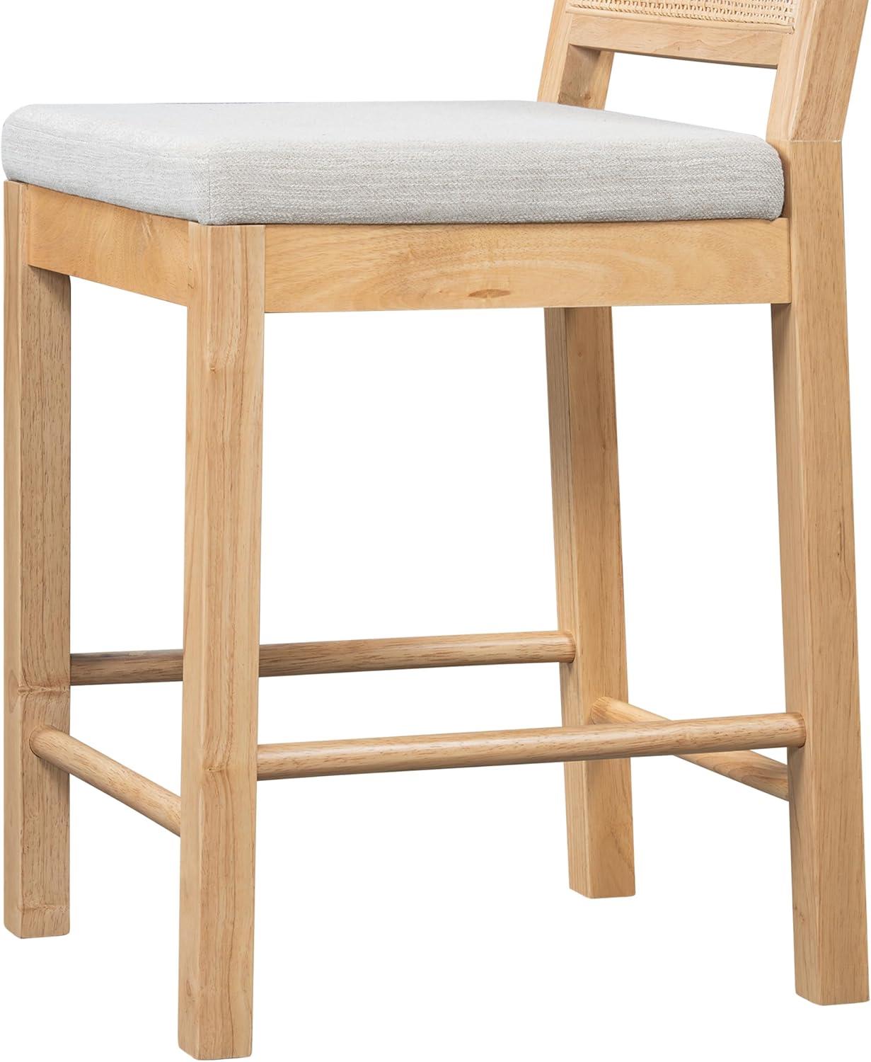 image:imageChristopher Knight Home Sona Modern Counter Stool Set of 2 Kitchen Counter Height Bar Stool Cocktail Stool with Rattan Woven Backrest Fabric Upholstered Barstools for Home Bar Table Brown GrayNatural Gray
