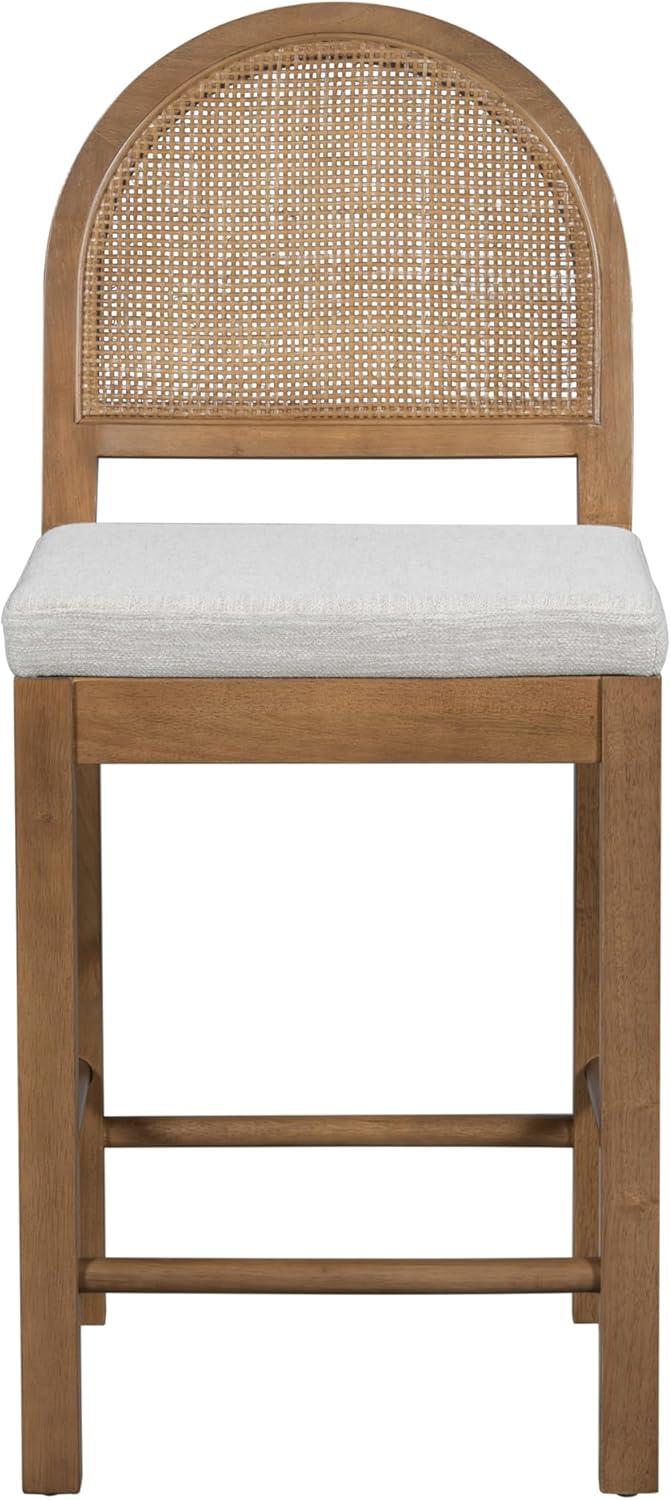 image:imageChristopher Knight Home Sona Modern Counter Stool Set of 2 Kitchen Counter Height Bar Stool Cocktail Stool with Rattan Woven Backrest Fabric Upholstered Barstools for Home Bar Table Brown GrayBrown Gray