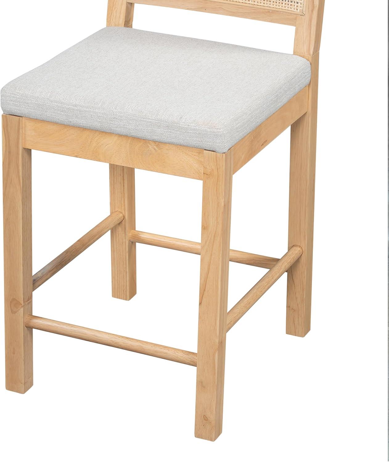 image:imageChristopher Knight Home Sona Modern Counter Stool Set of 2 Kitchen Counter Height Bar Stool Cocktail Stool with Rattan Woven Backrest Fabric Upholstered Barstools for Home Bar Table Brown GrayNatural Gray