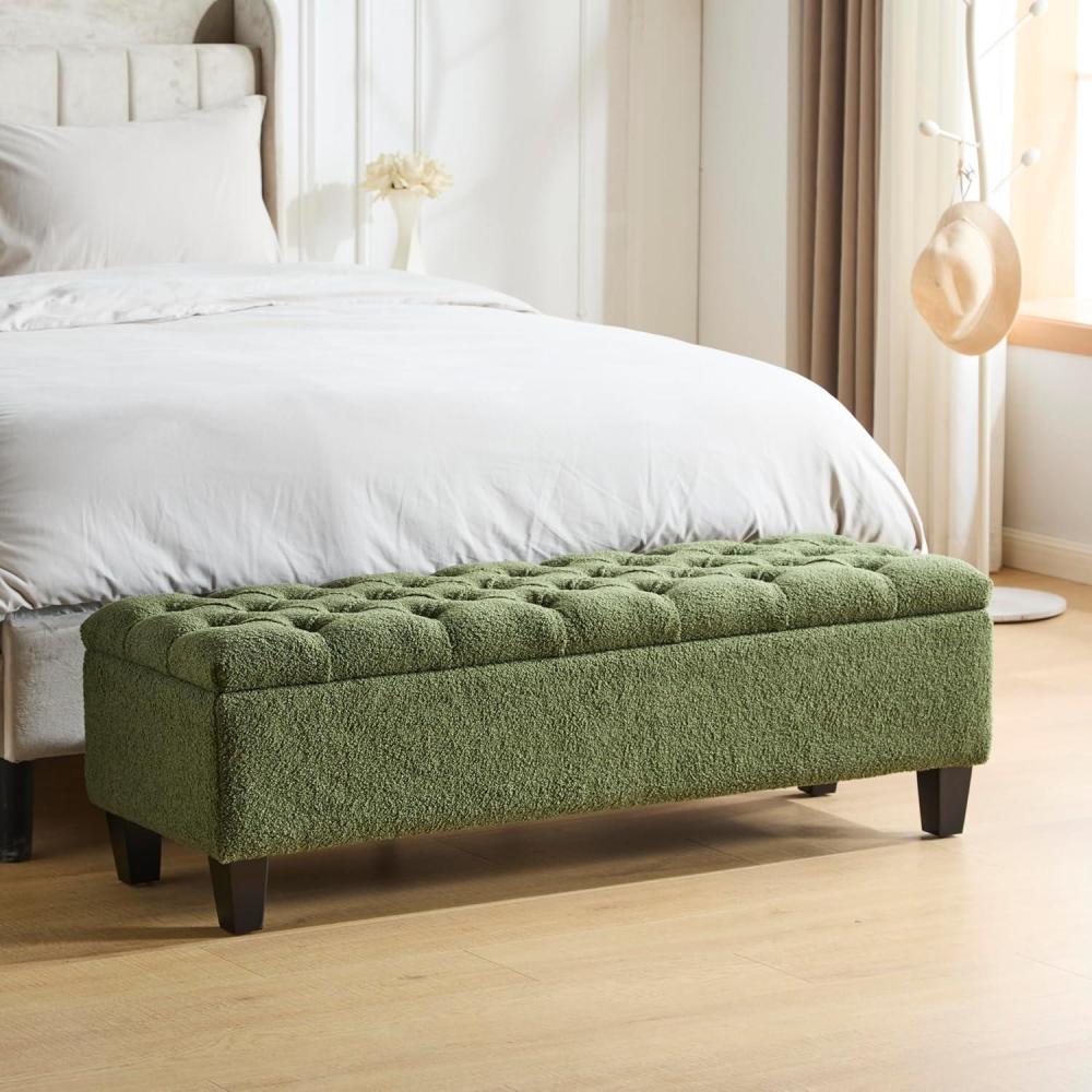image:imageChristopher Knight Home Ottilie PU Leather Storage Ottoman Bench Wooden Rectangular Ottoman with Storage Bedroom End of Bed Foot Stool Entryway Ottoman Footrest Living Room Extra Seat BrownGreen